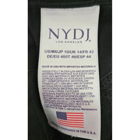 NYDJ Woman Size 10 Marilyn Straight Lift & Tuck Black Jeans Embroidered Pockets - Picture 6 of 8